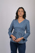 women top for women western wear stylish and trending top for womens Blue Floral Printed V-Neck Top (OTL-TPS1064)